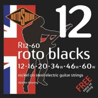 Rotosound R12-60 Roto Blacks Nickel On Steel Electric Guitar Strings - .012-.060 Ideal for DeTuning